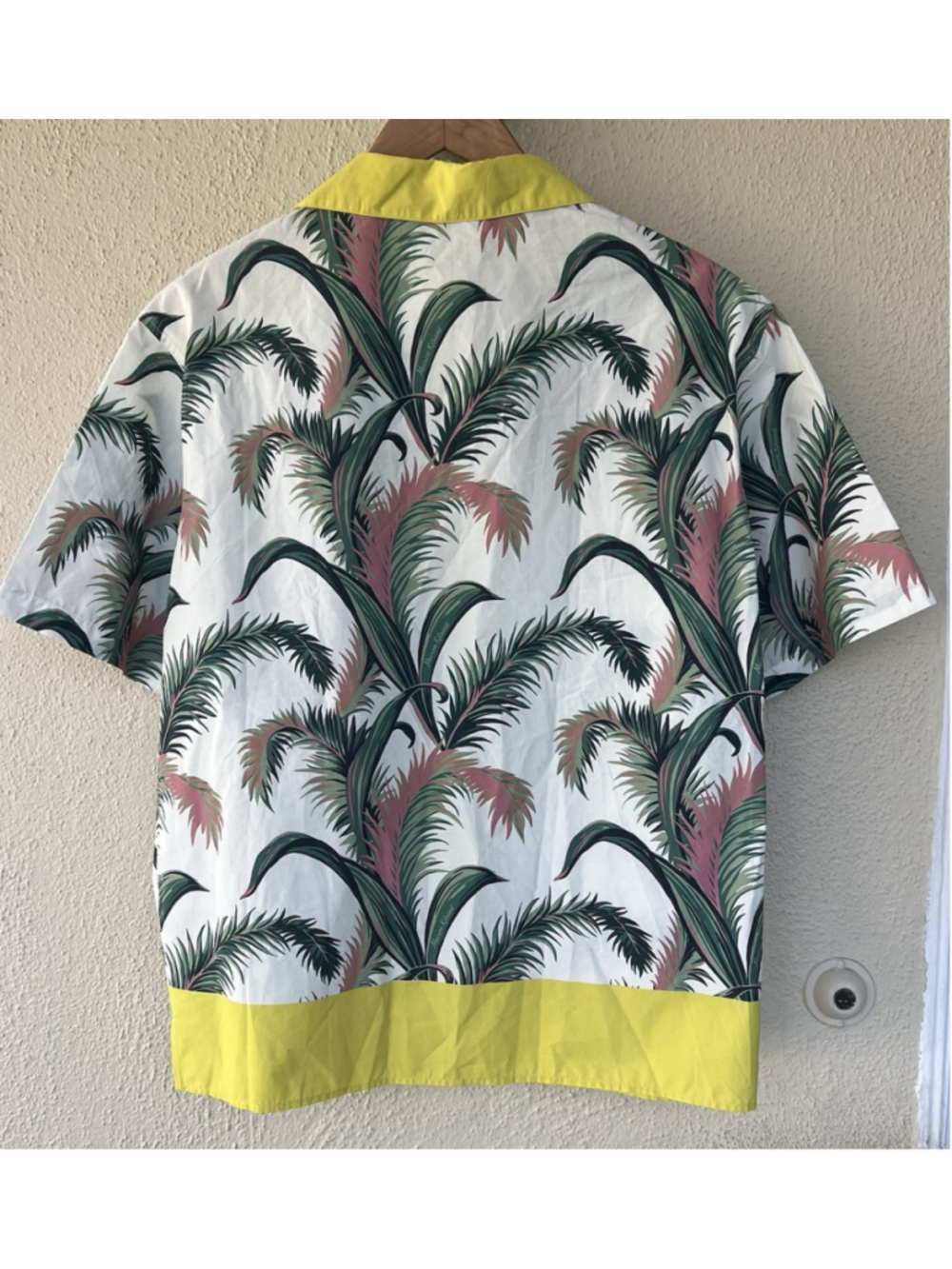 Maison Kitsune Botanical Print Short Sleeve Hawaiian Shirt L Casual Vacation - Picture 5 of 8